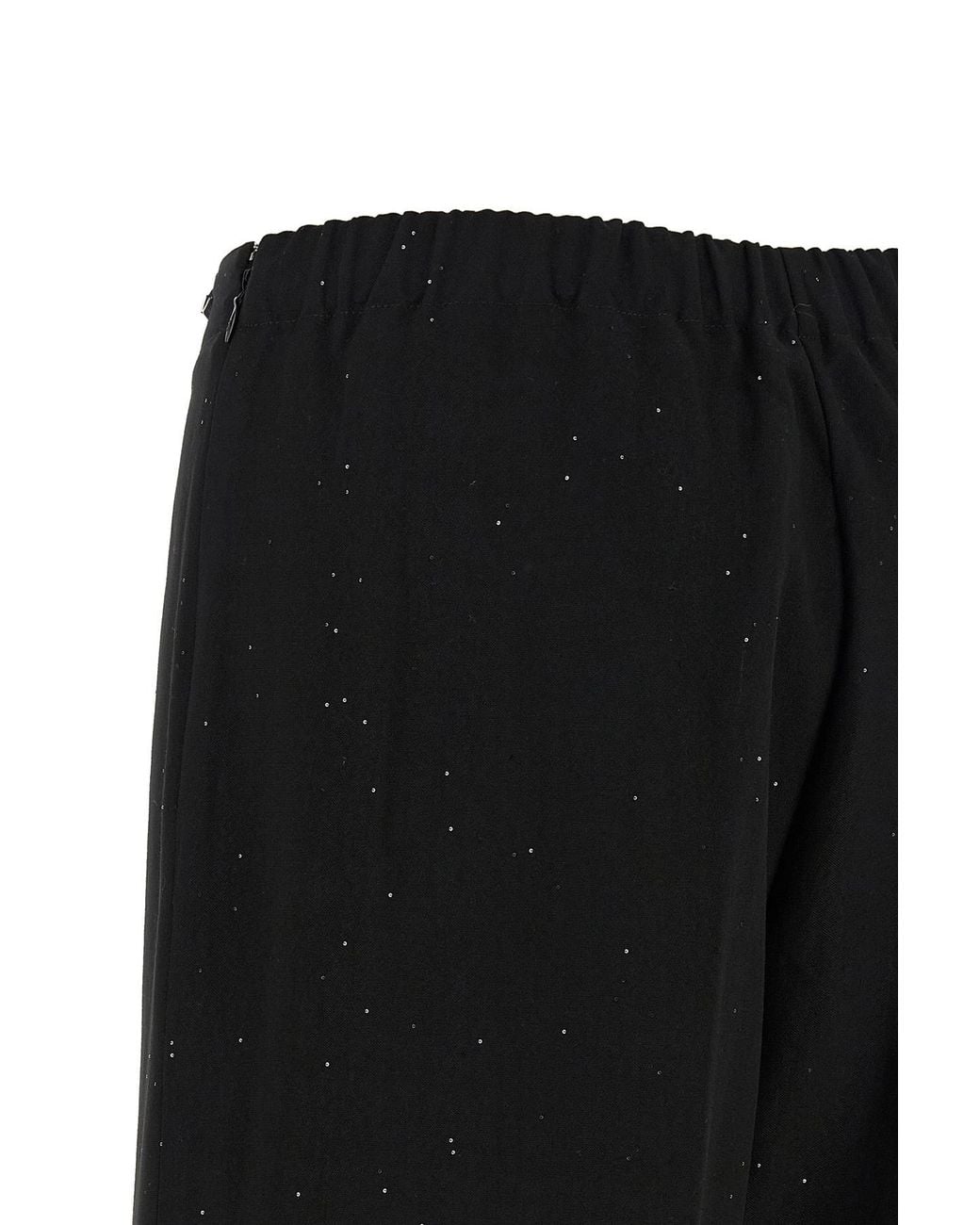 Herno Black Micro Sequin Wide Leg Pants