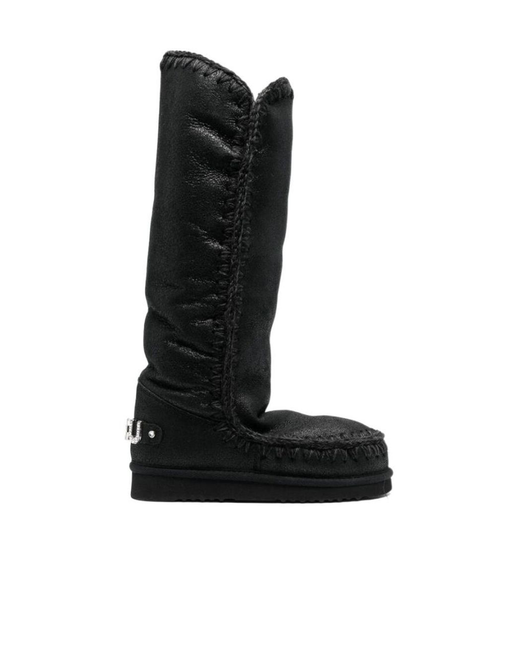 Mou Black Eskimo 40 Rhinestone-Logo Boots