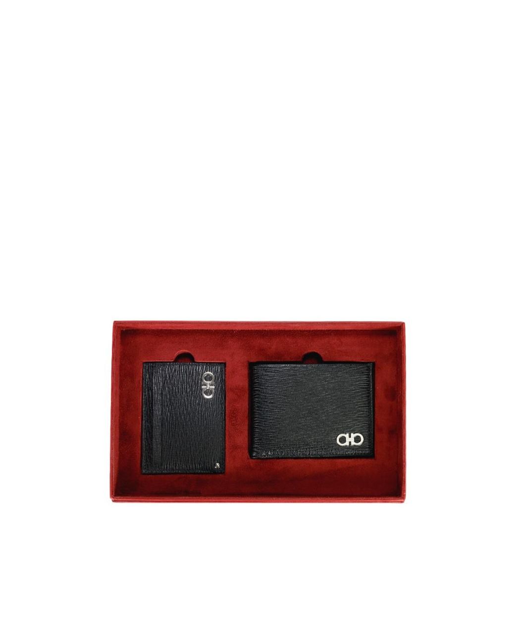 Ferragamo Red Contrasting Logo Wallet Two-Piece Set for men