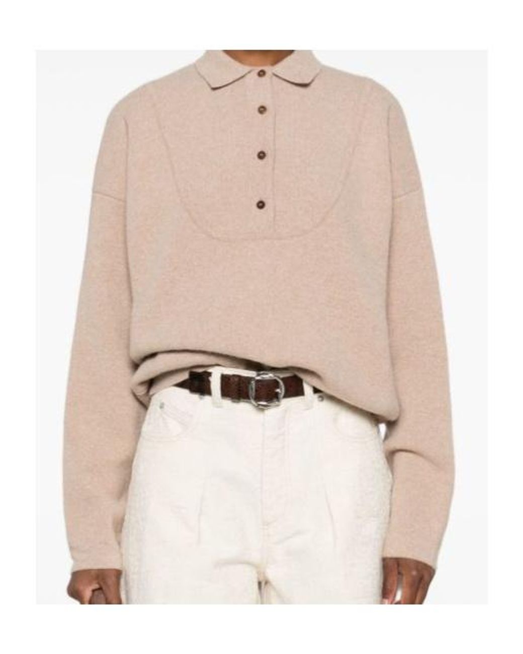 Jacquemus Natural Ribbed Hem Long-Sleeved Sweater