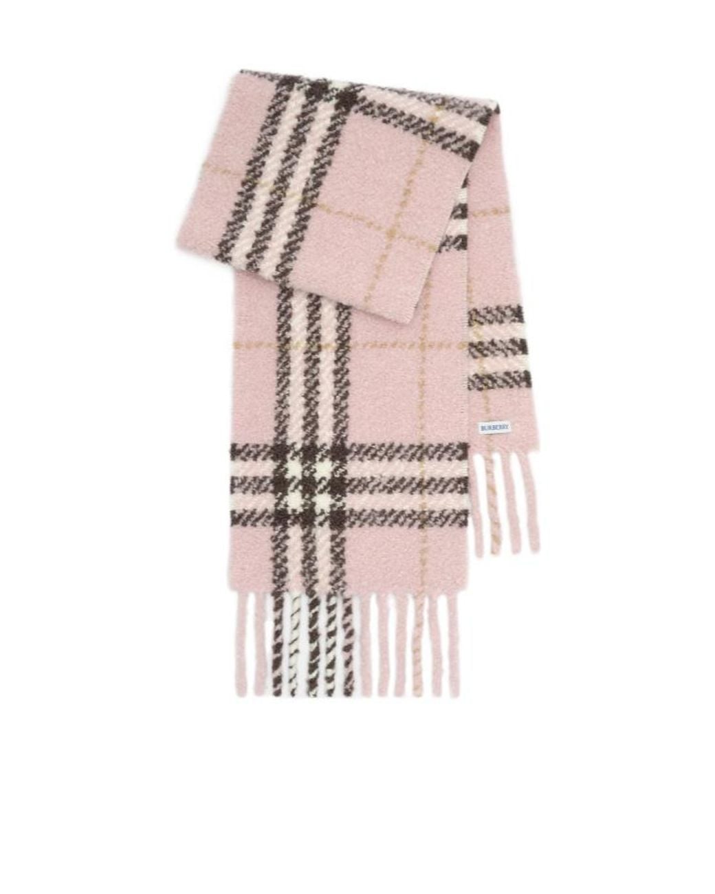 Burberry Pink Checked Fringed Edge Scarf