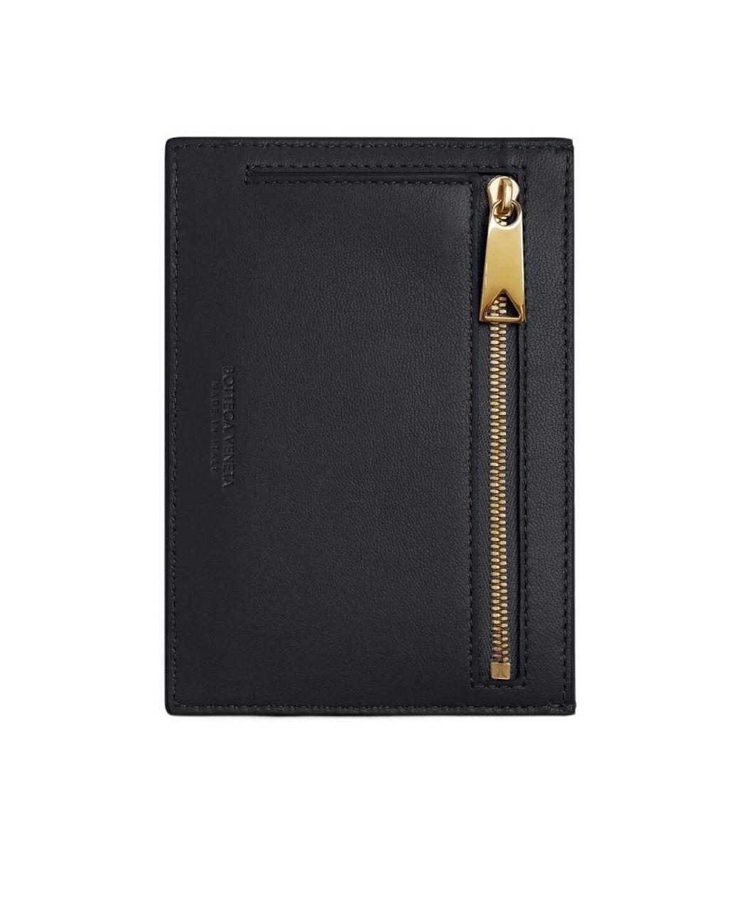 Bottega Veneta Black Logo Debossed Zip-Up Wallet