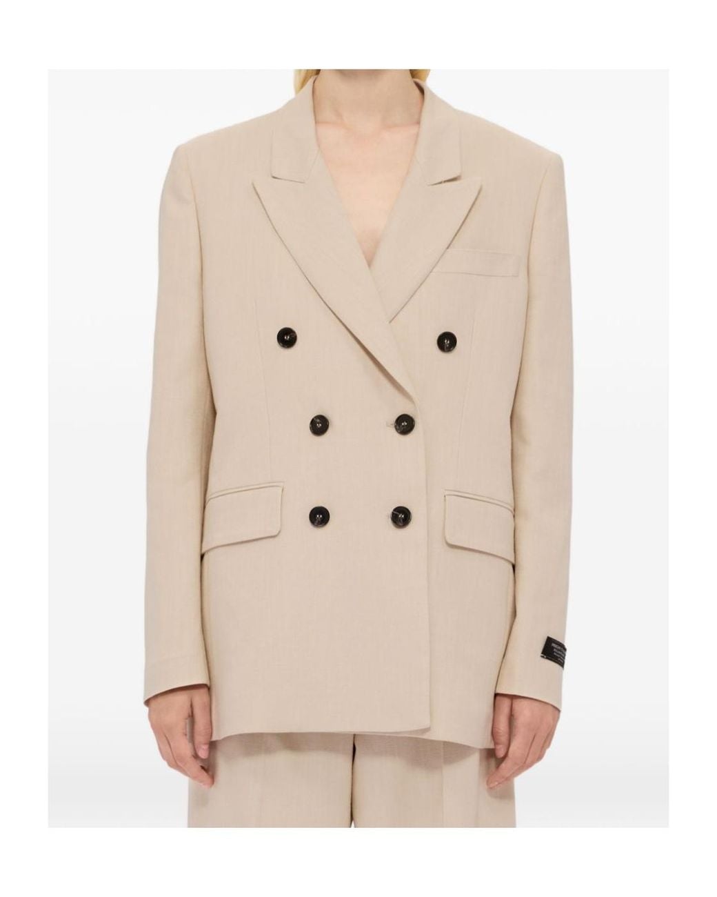 MSGM Natural Double-Breasted Blazer