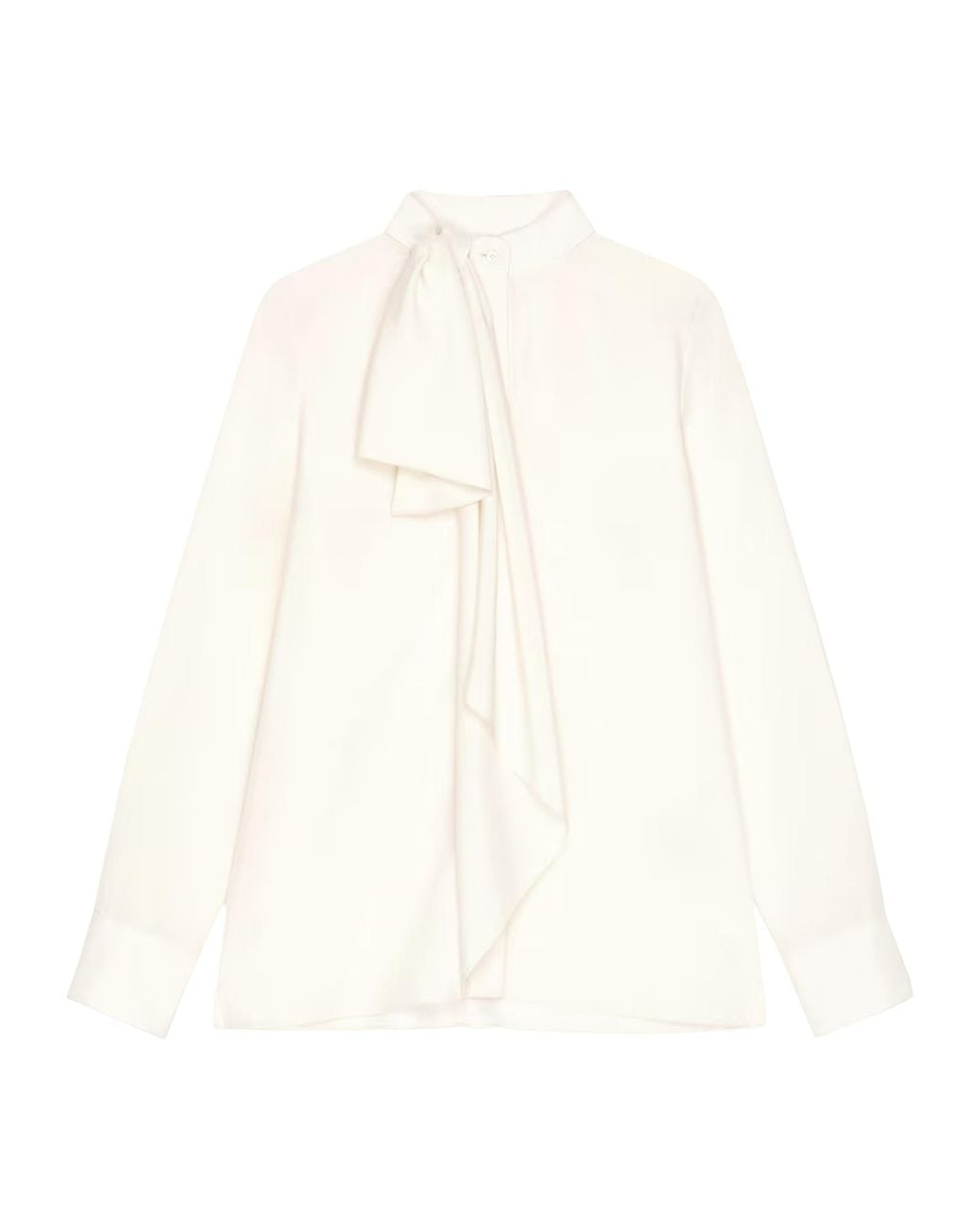Givenchy White Bow-Collar Silk Blouse