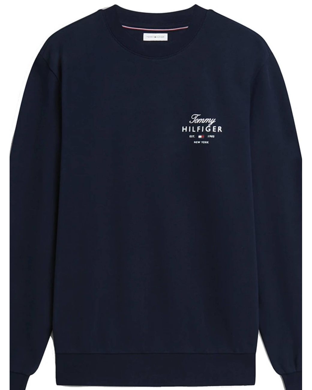 Tommy Hilfiger Blue Stack Logo-Embroidered Crew-Neck Sweatshirt for men