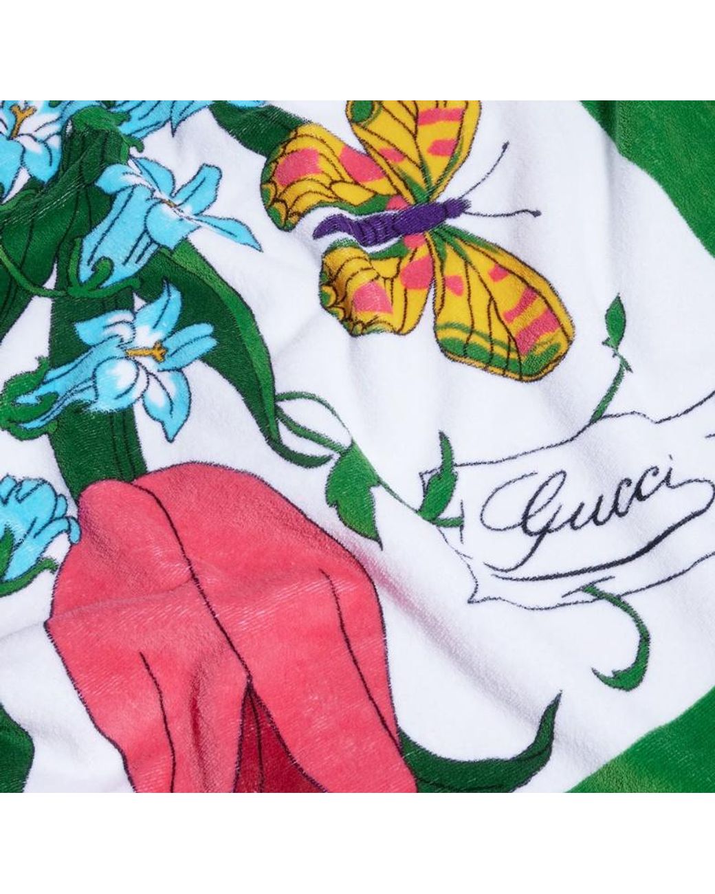 Gucci White Printed Cotton Terrycloth Beach Blanket