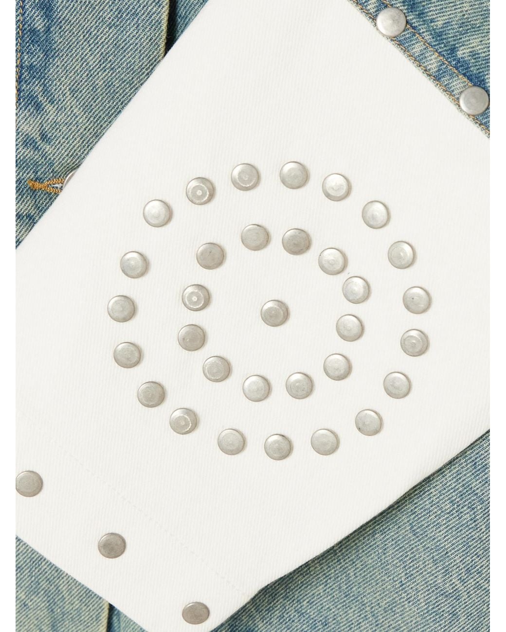 Sea Blue Studded Two-Tone Denim Jacket