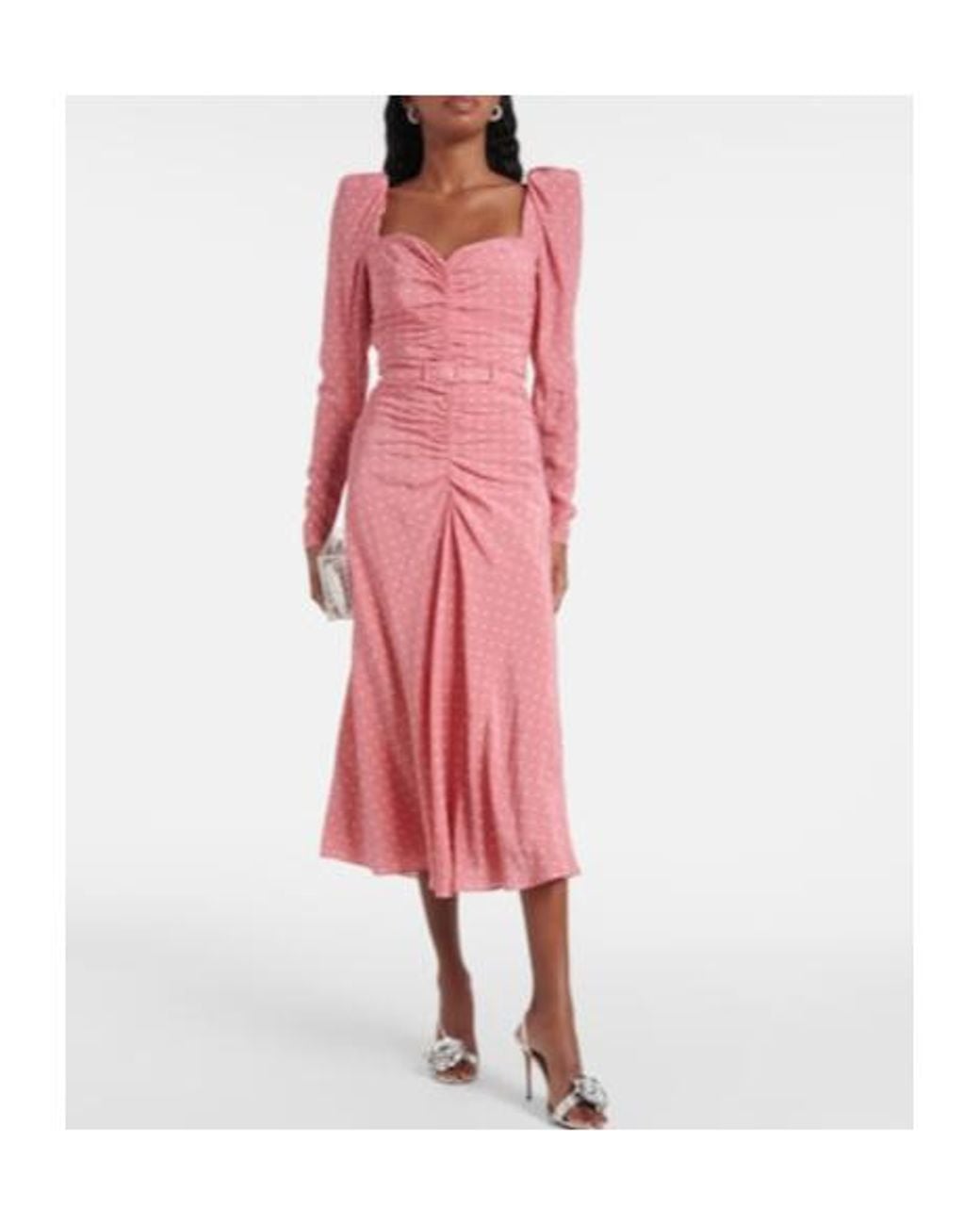 Alessandra Rich Pink Polka-Dot Silk Maxi Dress