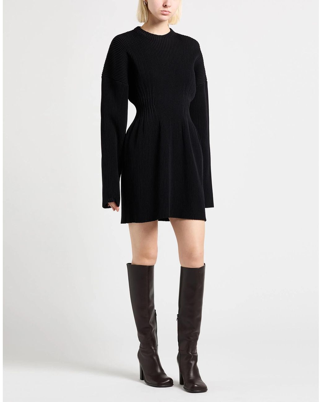 Balenciaga Black Solid Color Knitted Dress