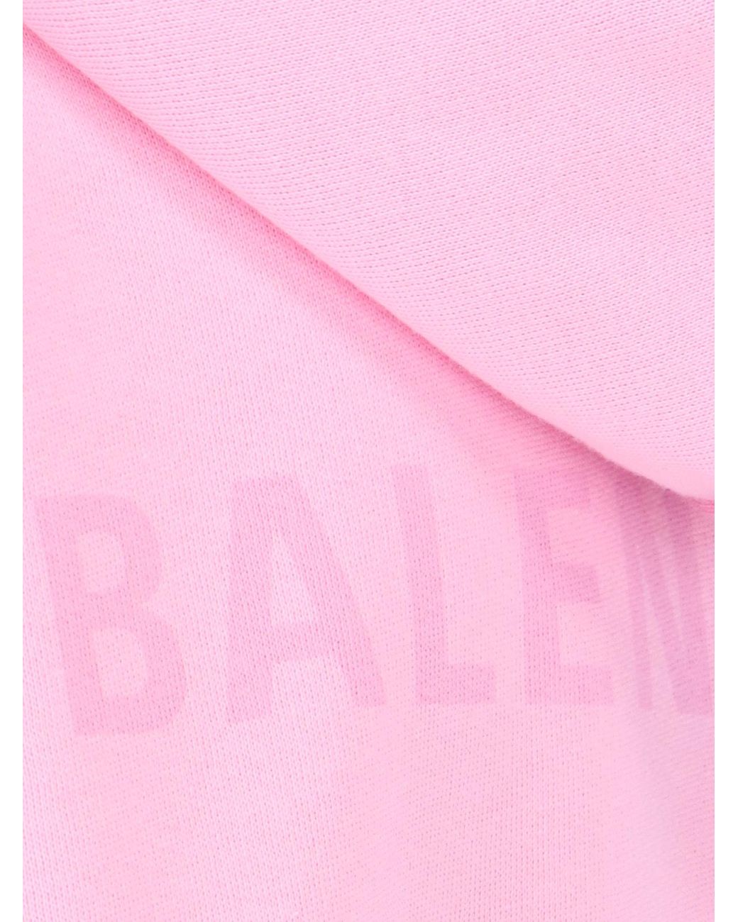 Balenciaga Pink Logo Printed Oversize Hoodie