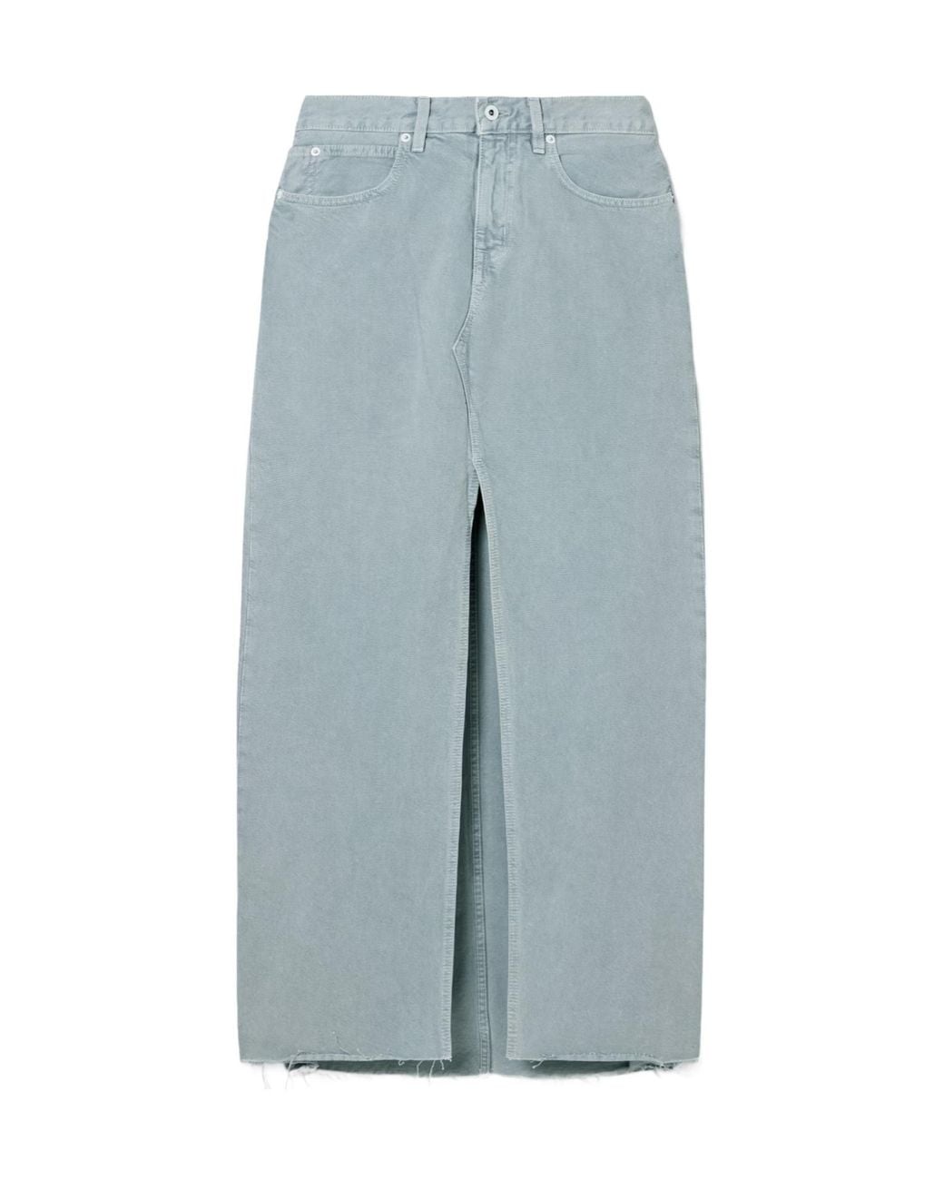 SLVRLAKE Denim Blue Frayed Denim Maxi Skirt
