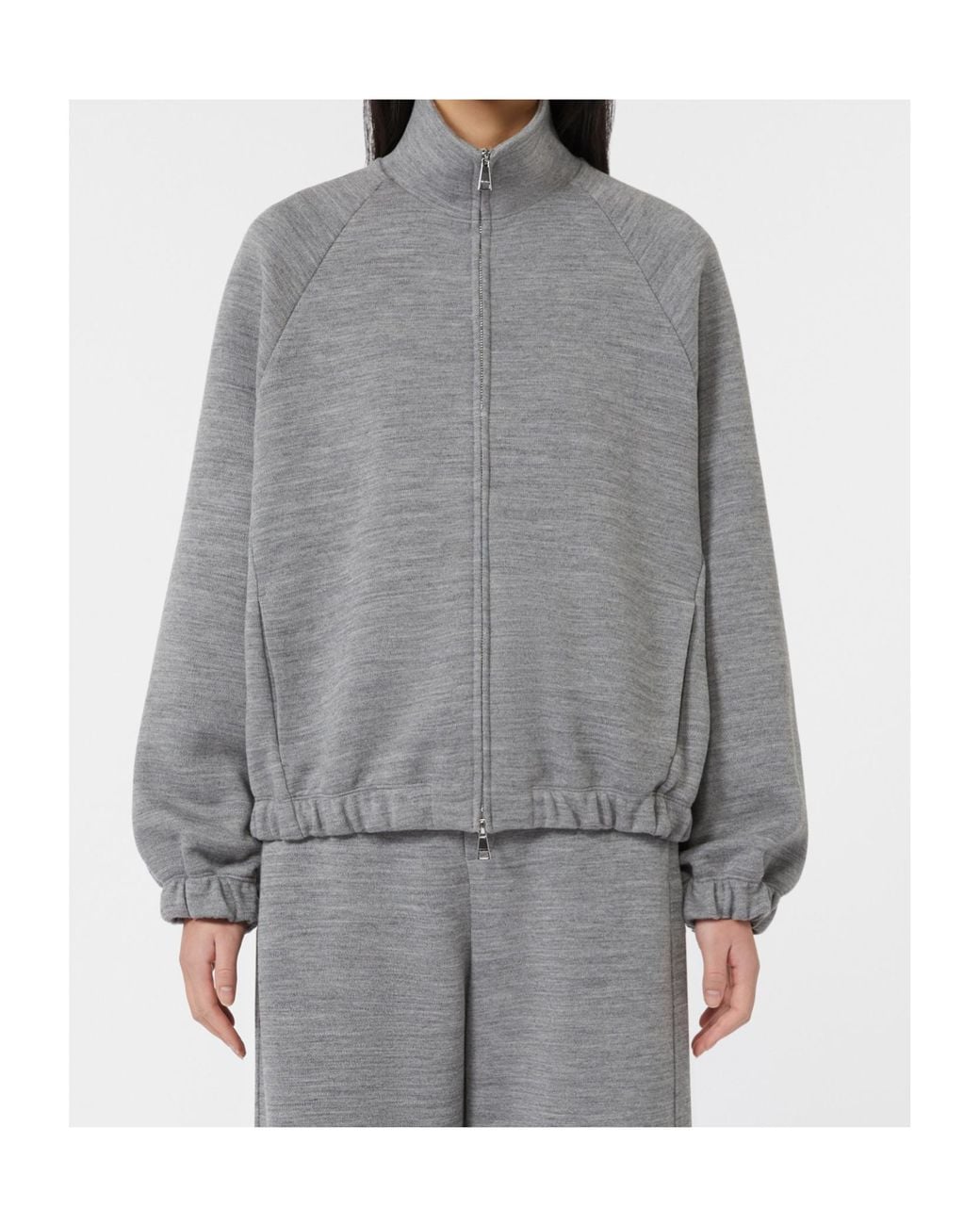 Max Mara Gray Frine High-Neck Zipped Sweatshirt