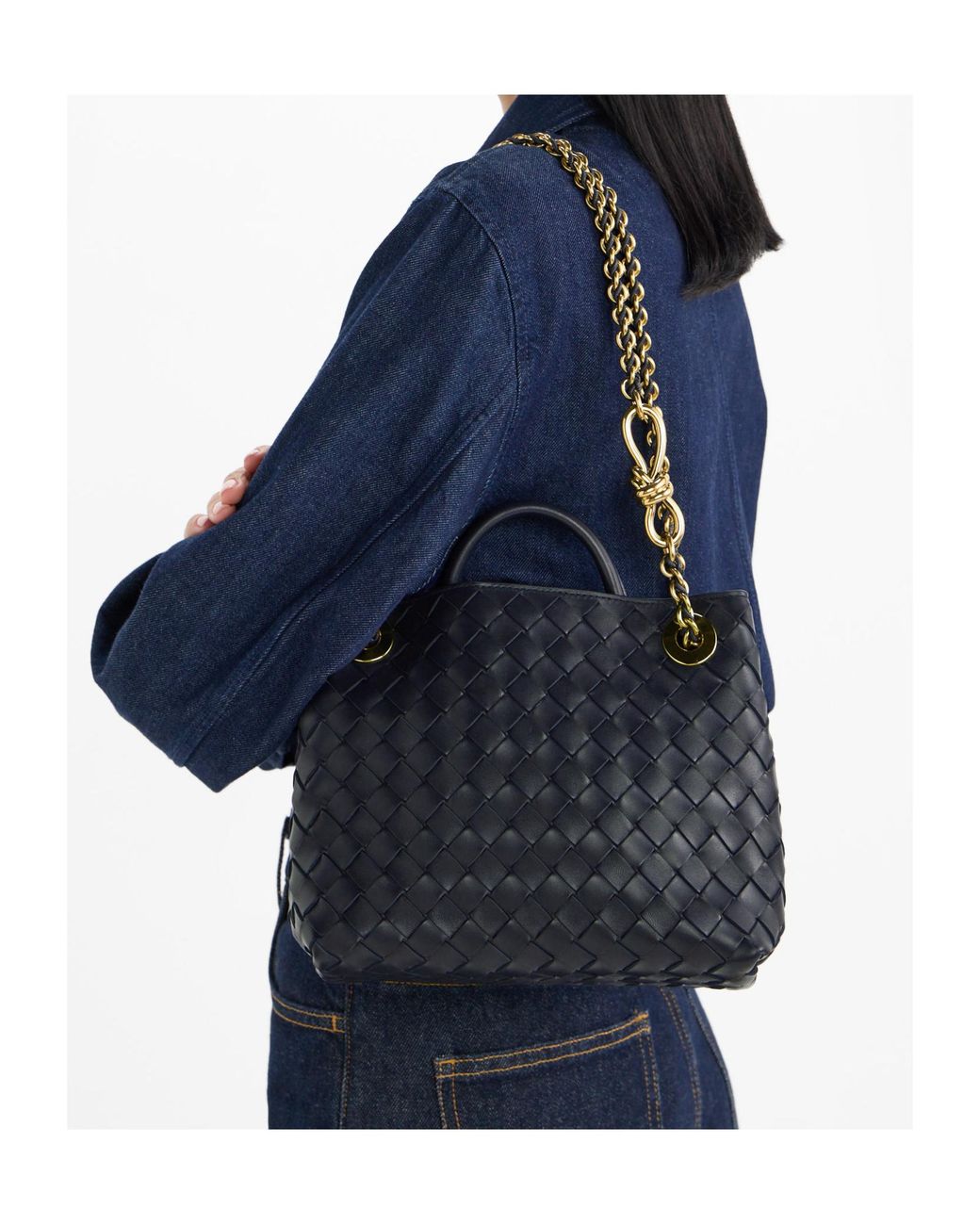 Bottega Veneta Black Small Andiamo Chain