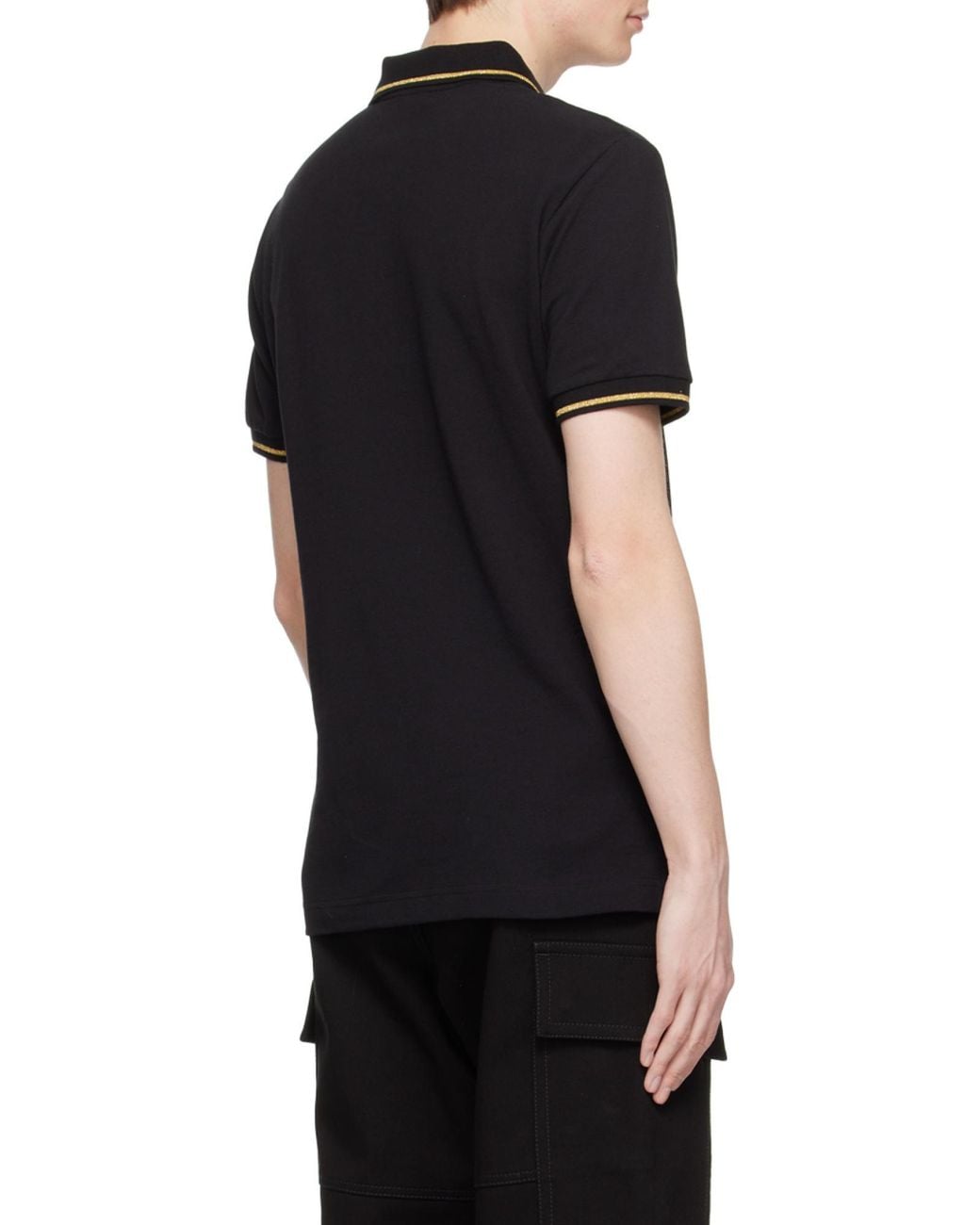Versace Jeans Black Chest Logo-Patch Polo Shirt for men