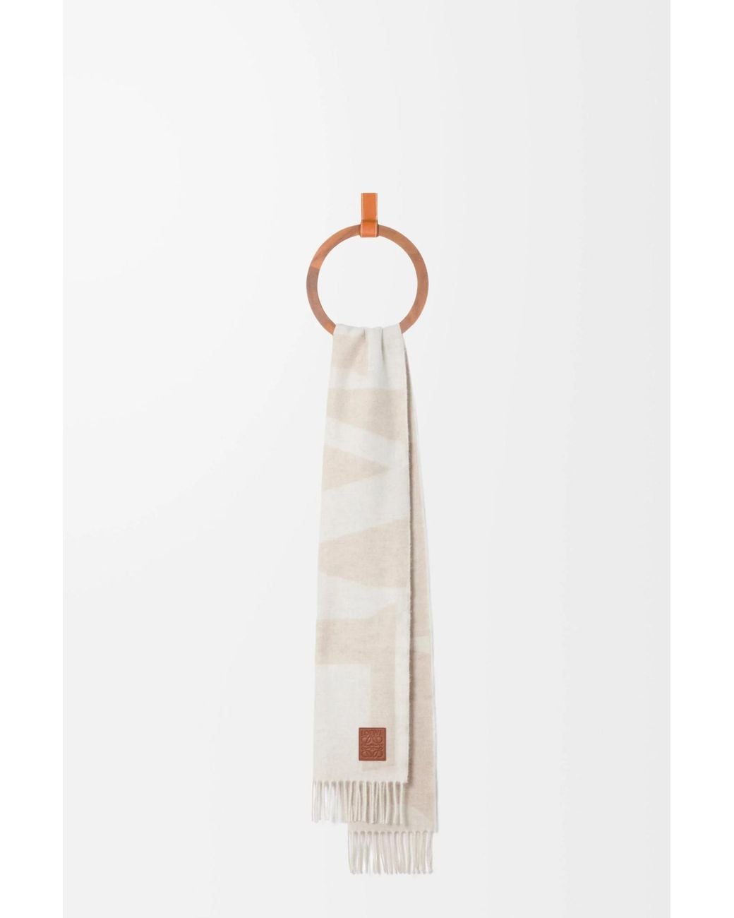 Loewe White Fringed Scarf