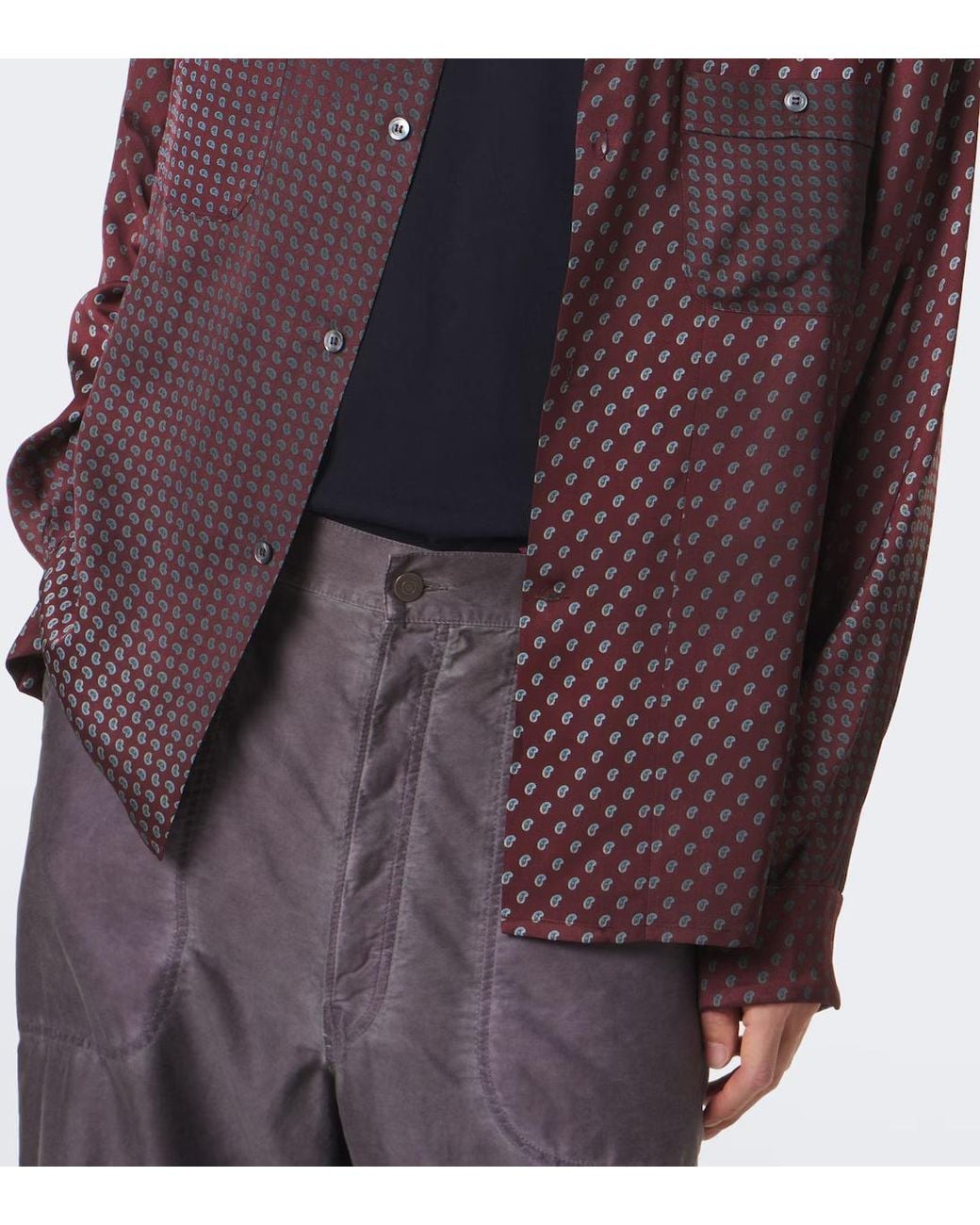 Maison Margiela Purple Paisley Satin Shirt for men