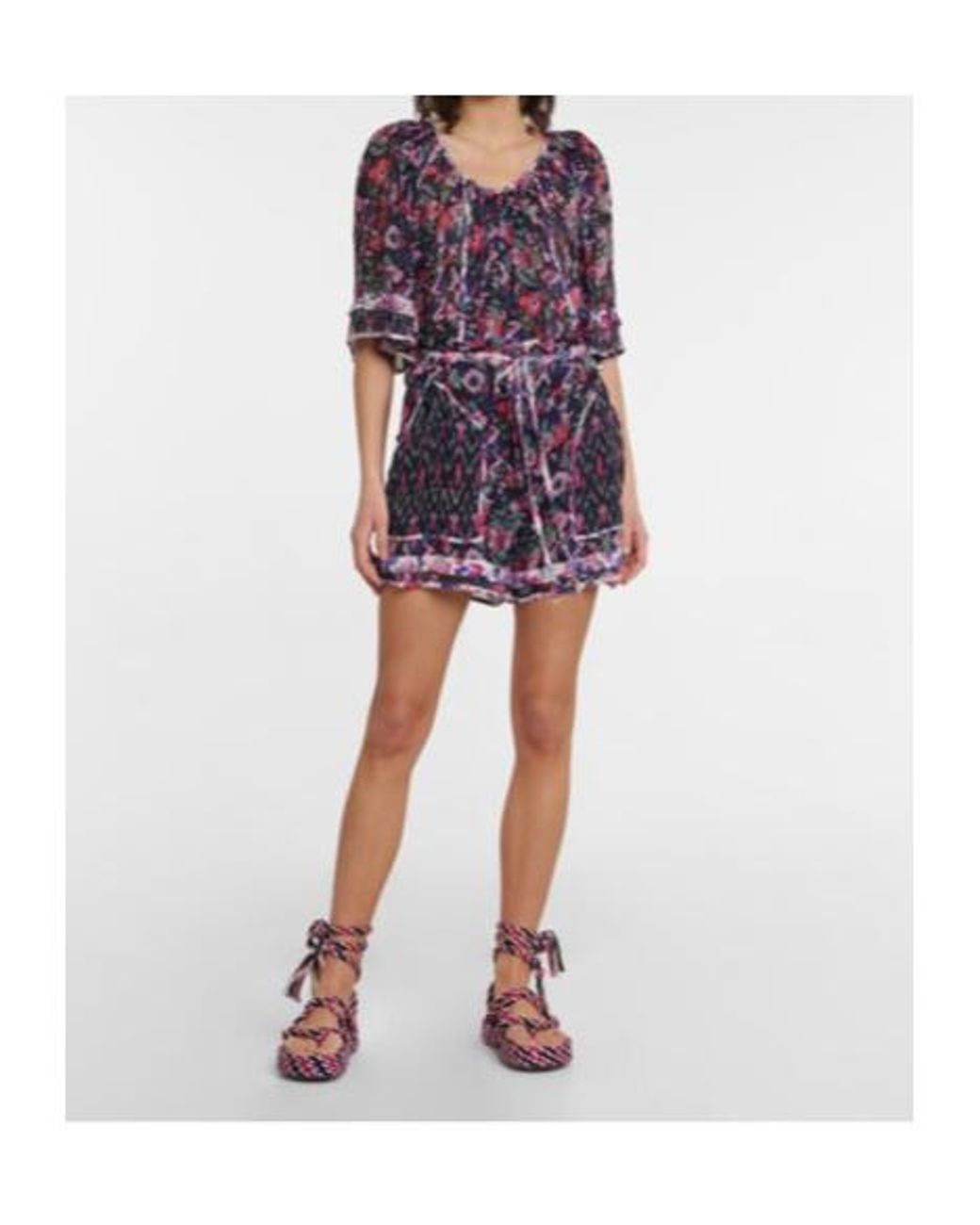 Isabel Marant Blue Riolmy Printed Georgette Shorts
