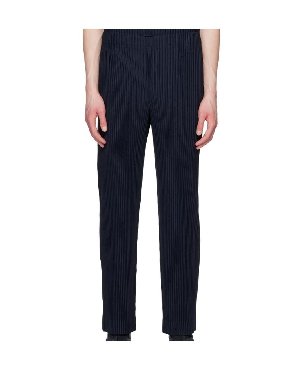Homme Plissé Issey Miyake Blue Basic Straight-Leg Trousers for men