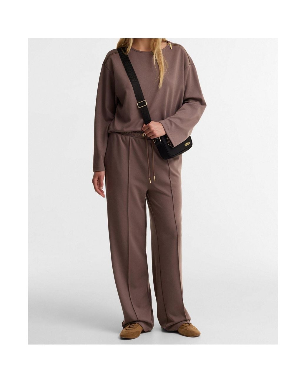 Barbour Brown Drawstring Frontseam Wideleg Trousers