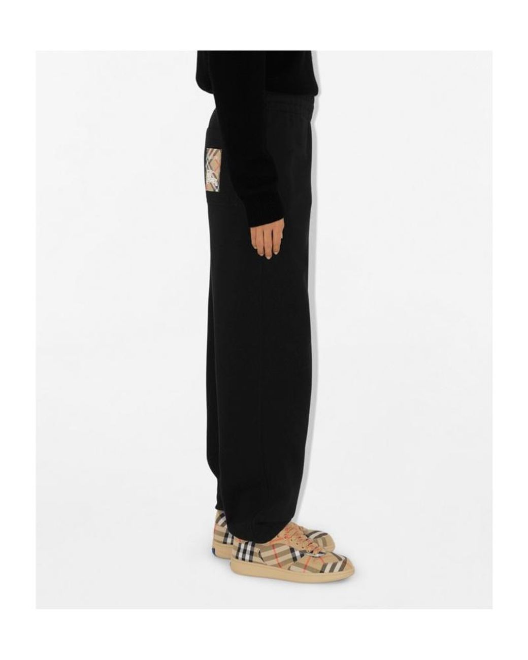 Burberry Black Check Label Cotton Jogging Pants