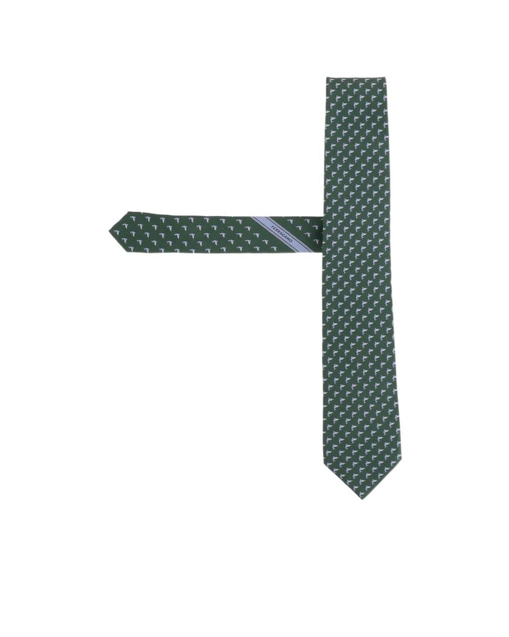 Ferragamo Green All-Over Pattern Tie for men