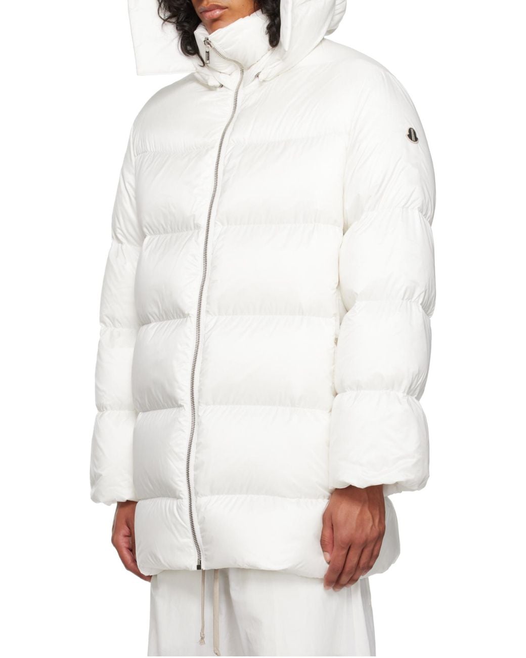 Moncler White Moncler Rick Owens Hooded Cyclopic Coat