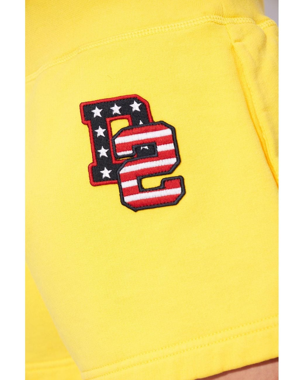 DSquared² Yellow Logo Patch Drawstring Shorts