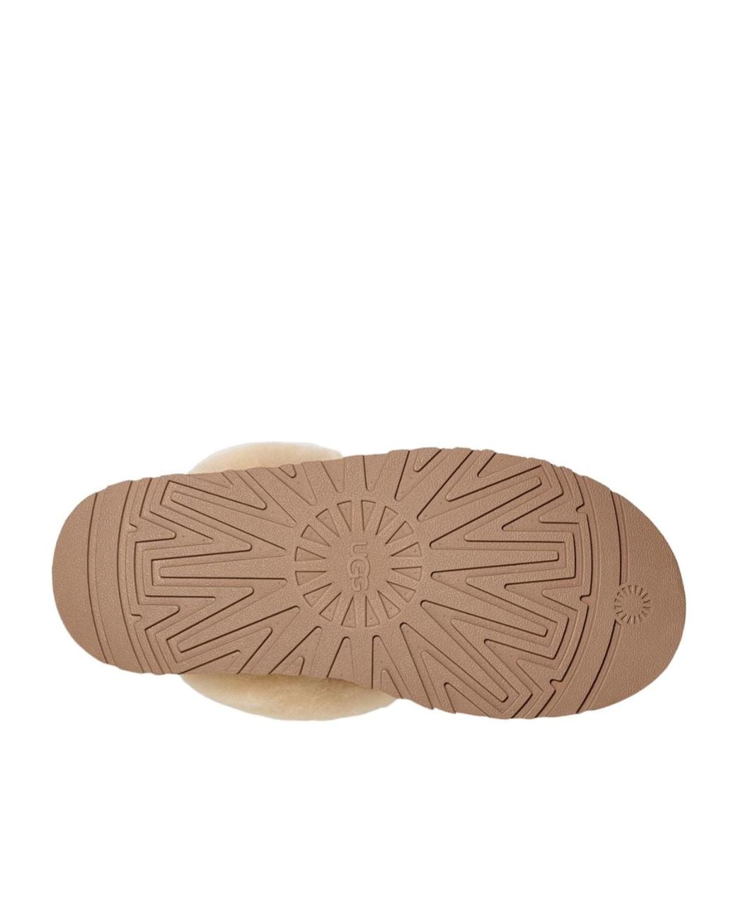 Ugg Brown Disquette Shearling Trim Flat Mules