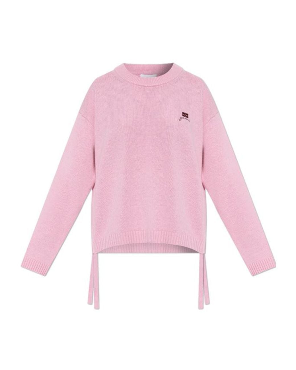 Ganni Pink Side Drawstring Knitted Jumper