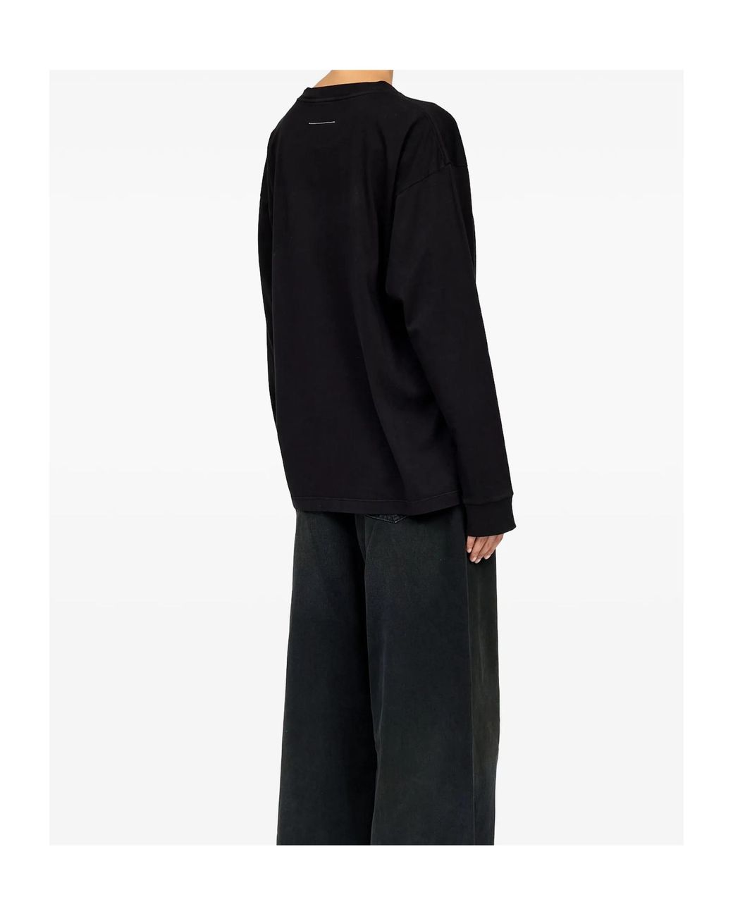 MM6 by Maison Margiela Black Long-Sleeve Overdyed Handwritten-Print T-Shirt for men