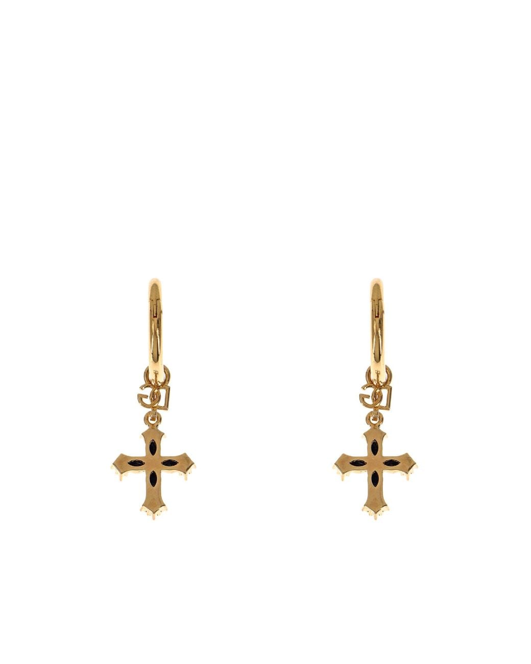 Dolce & Gabbana White Logo Lettering Hoop Earrings