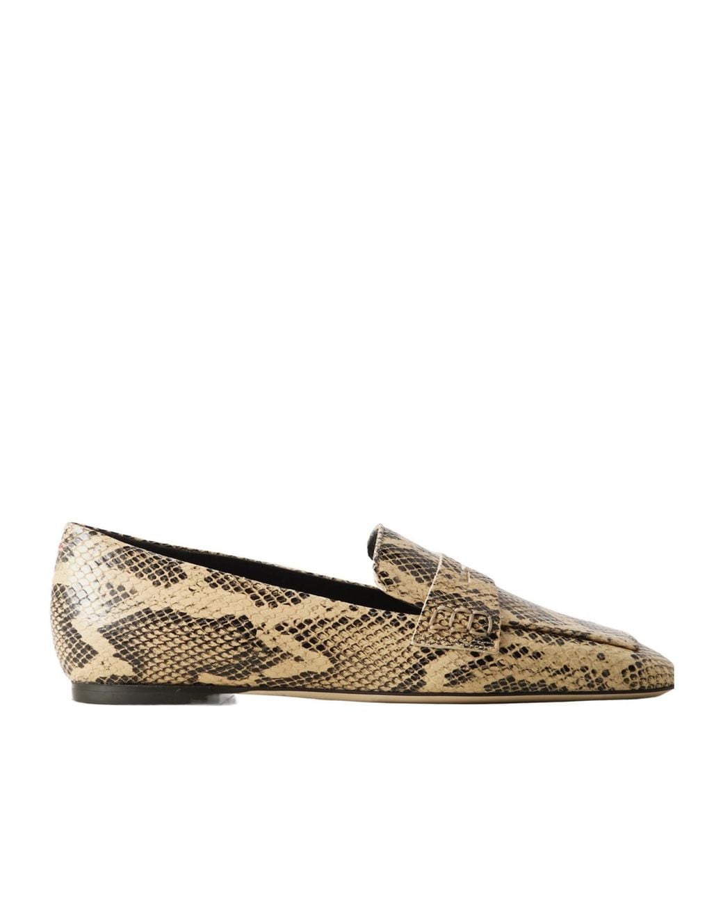 Aeyde Brown Tom Snake-Effect Leather Loafers