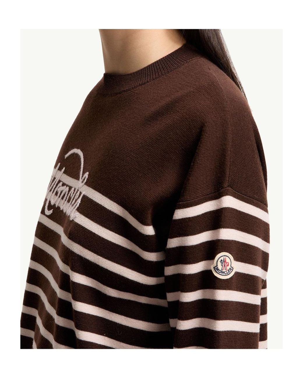 Moncler Brown Striped Crewneck Jumper