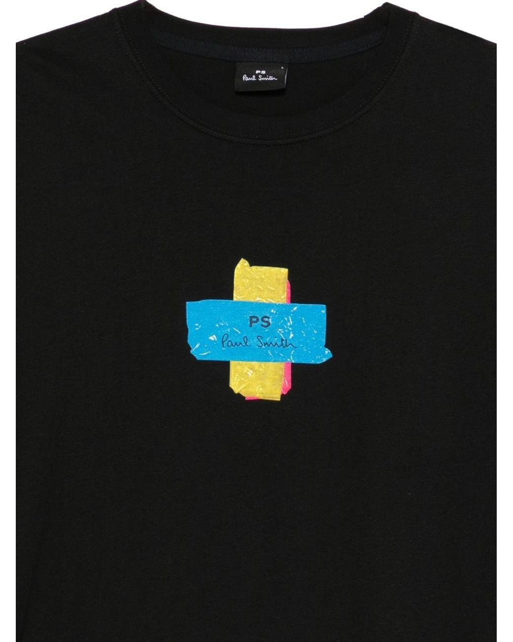 Paul Smith Black Logo-Print Cotton T-Shirt for men