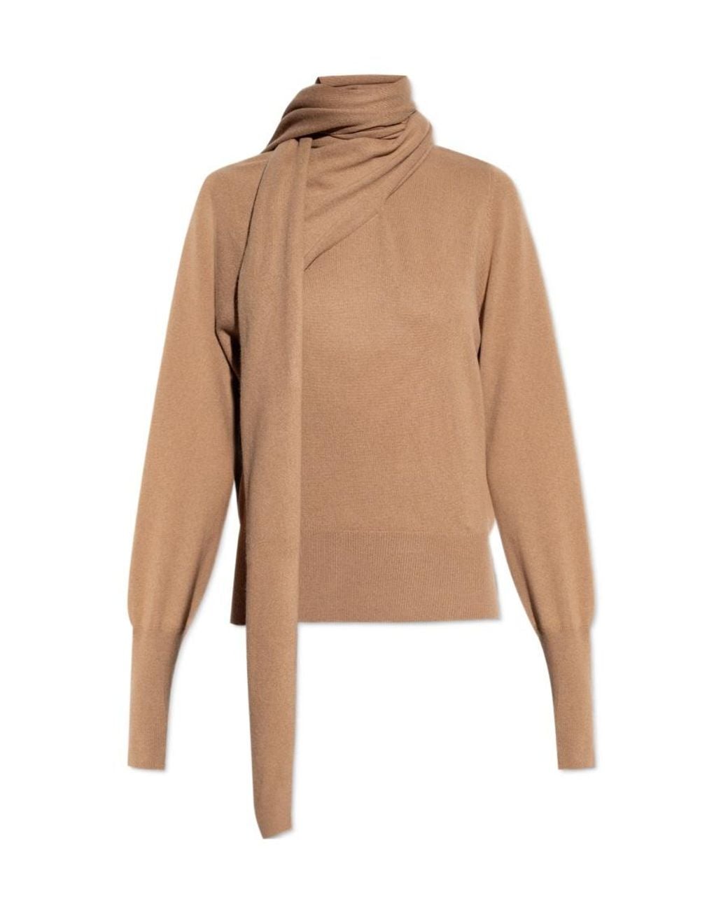 Ferragamo Natural Ferragamo Long-Sleeved Scarf Jumper