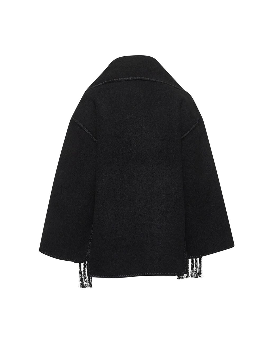 Totême Black Totême Dropped-Shoulder Fringed-Edge Scarf Jacket