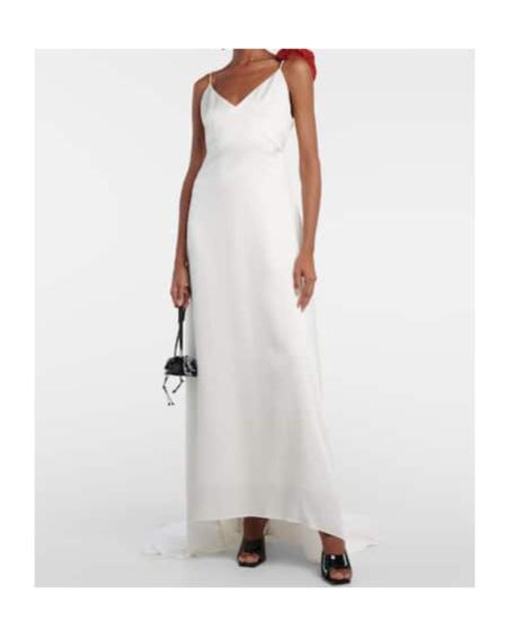 Magda Butrym White Rosette Embellished Slip Gown
