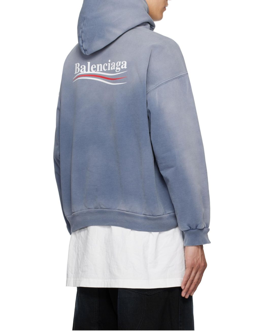 Balenciaga Blue Logo Printed Hoodie for men