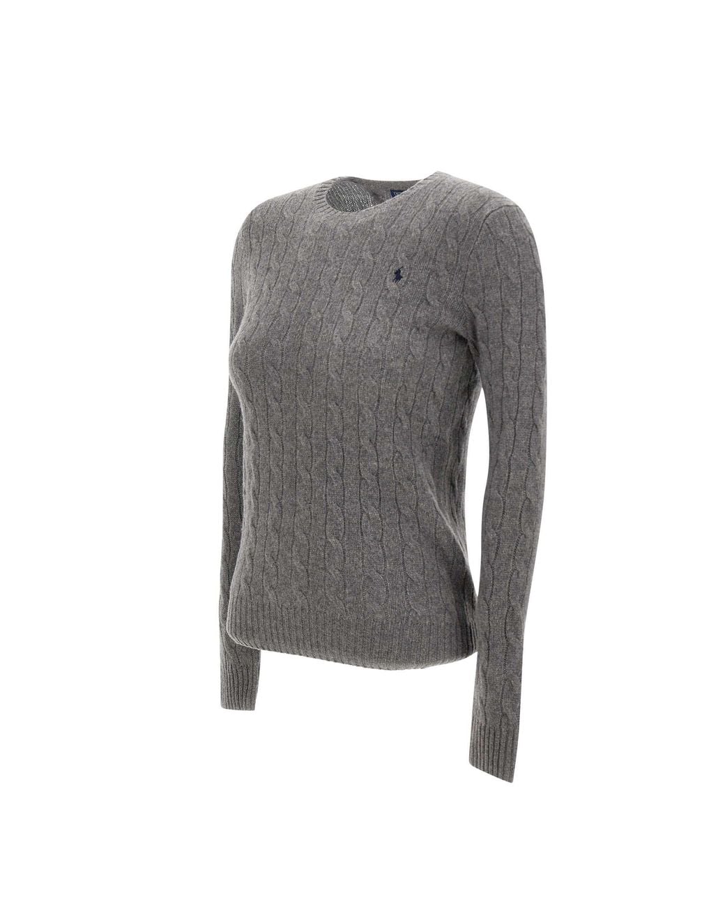 Polo Ralph Lauren Gray Pony Embroidered Cable-Knit Jumper