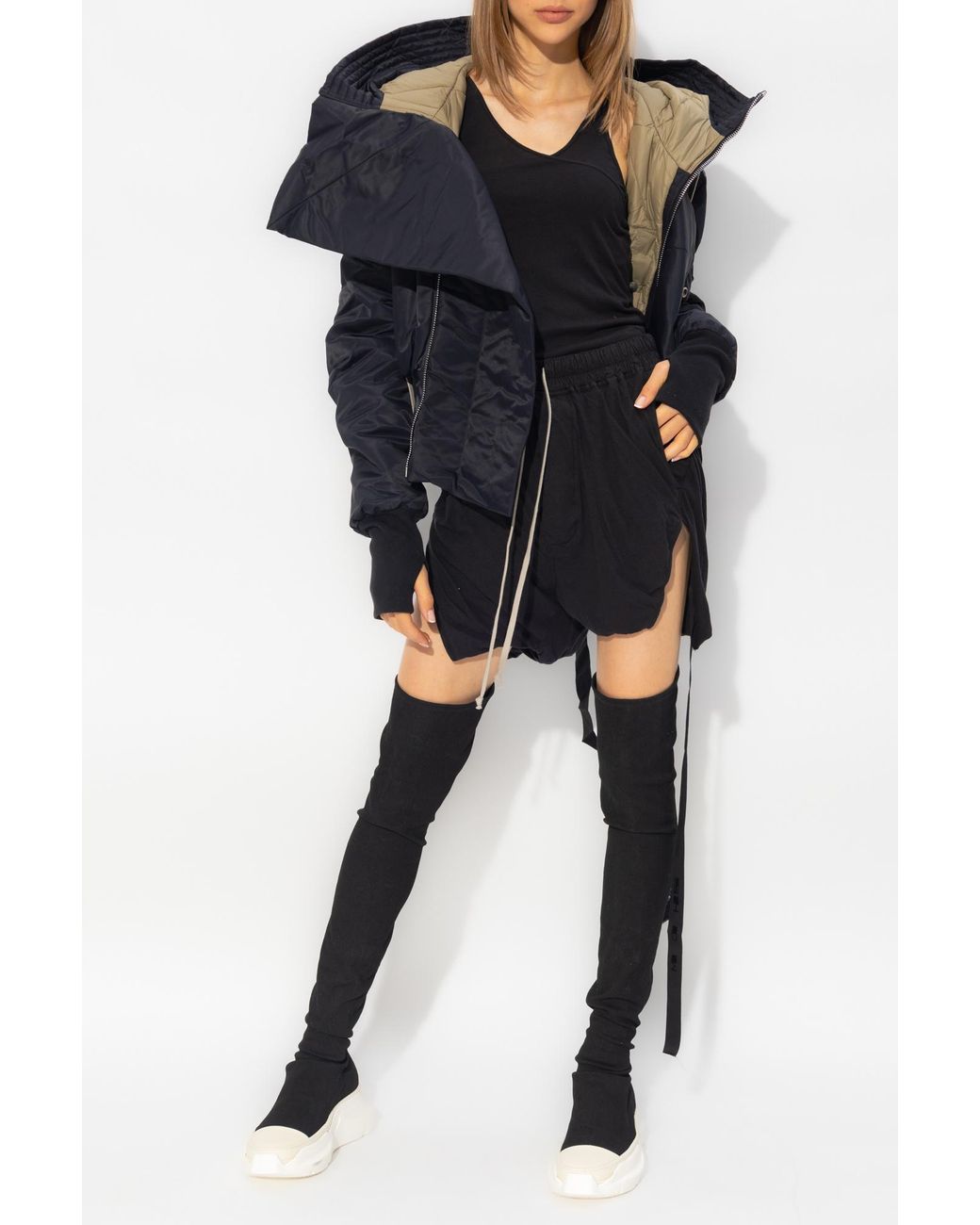 Rick Owens Blue Alice Extra-Long Sleeve Parka Jacket