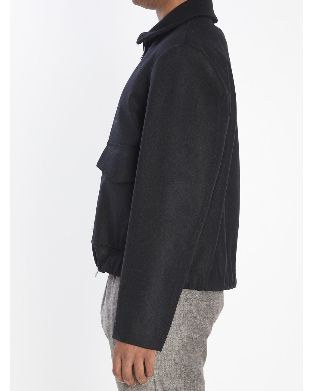 Barena Black Point Collar Zipped Jacket for men