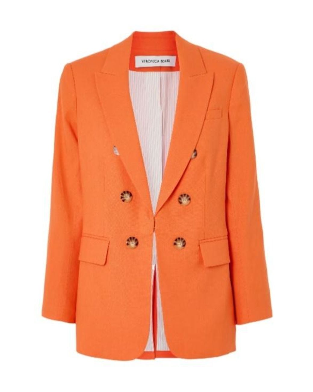 Veronica Beard Orange Bexley Linen-Blend Blazer