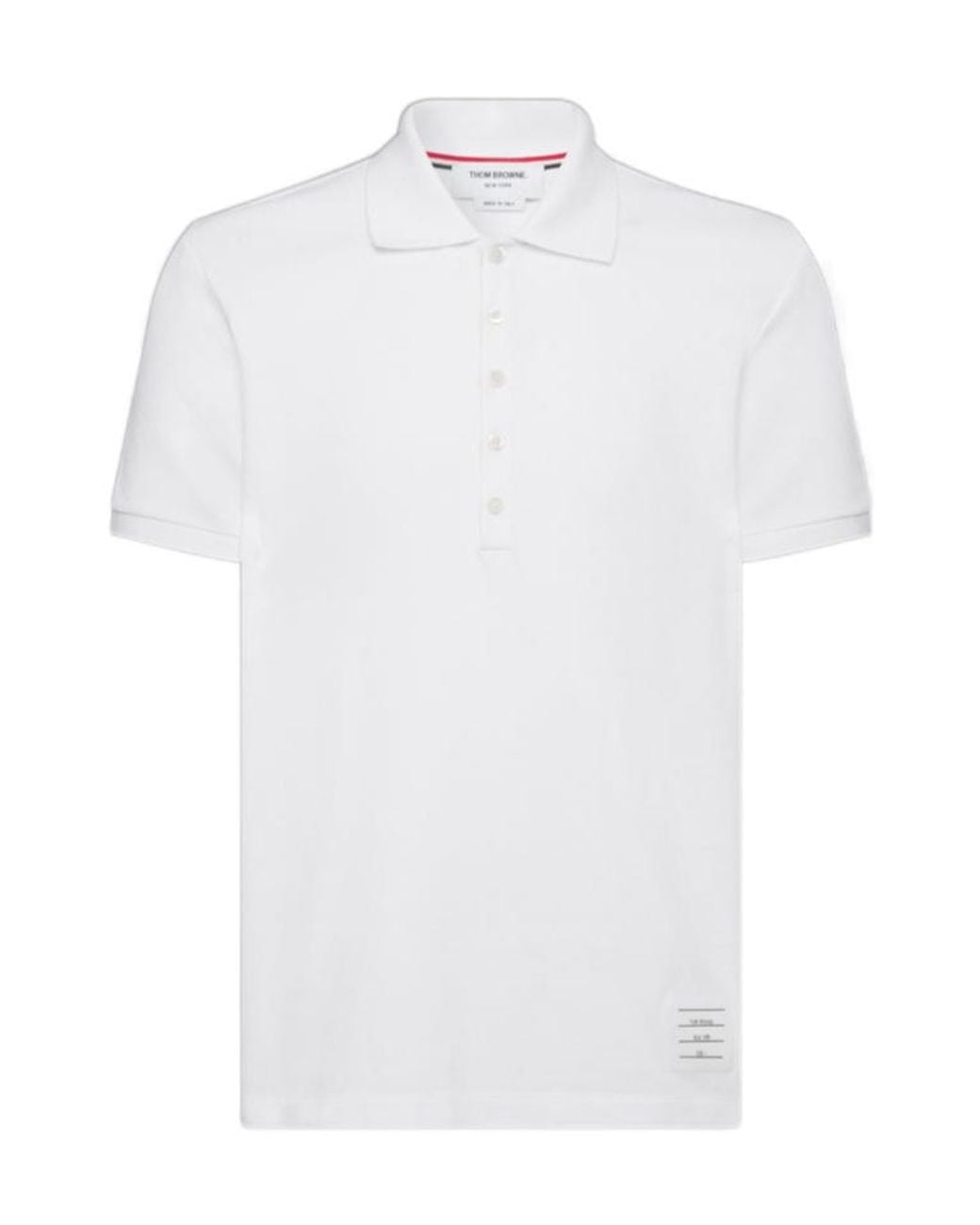 Thom Browne White Bar Short-Sleeved Polo Shirt for men
