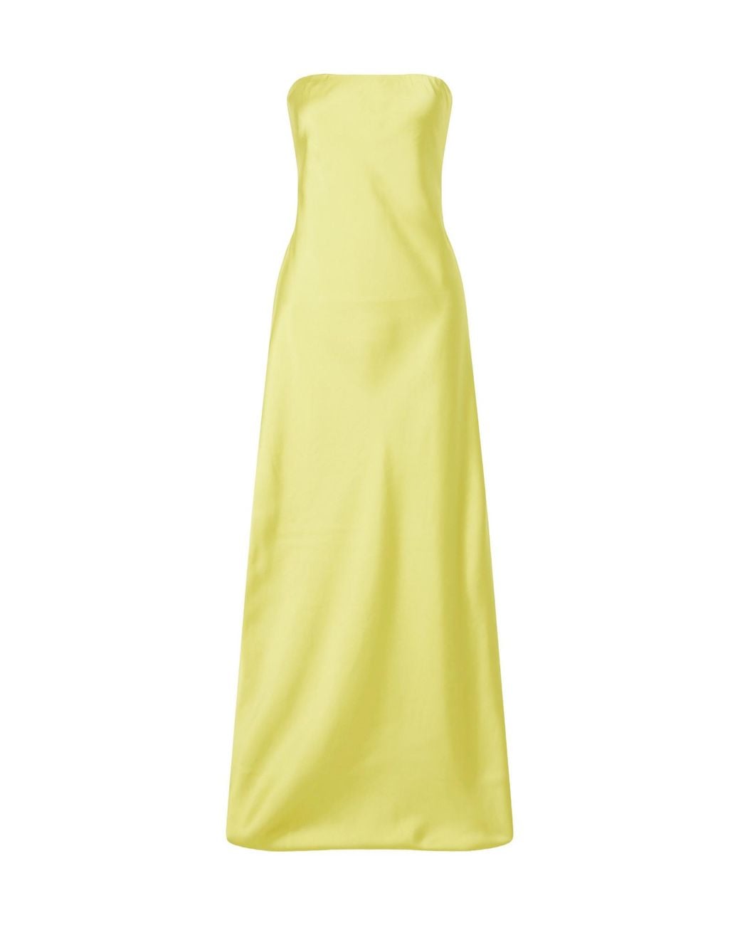 Norma Kamali Yellow Bias Strapless Satin Gown