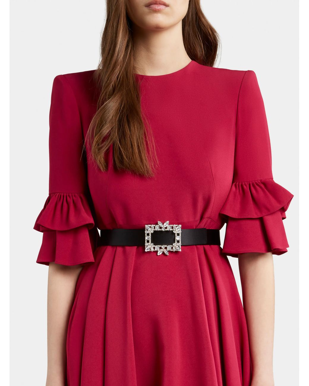 Roger Vivier Black Broche Vivier Diamond Buckle Belt