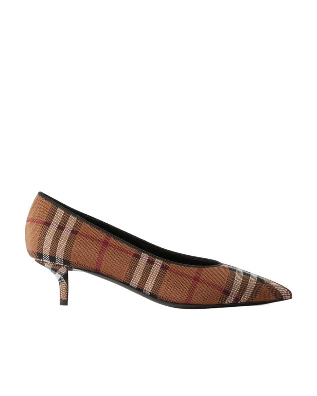 Burberry Brown Plaid Pointed High Heels