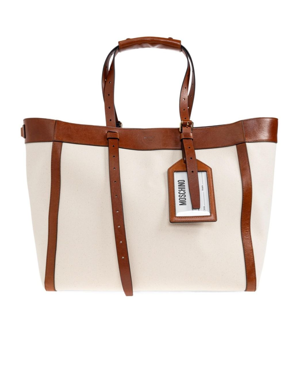 Moschino White Logo Embellished Shopper Bag for men