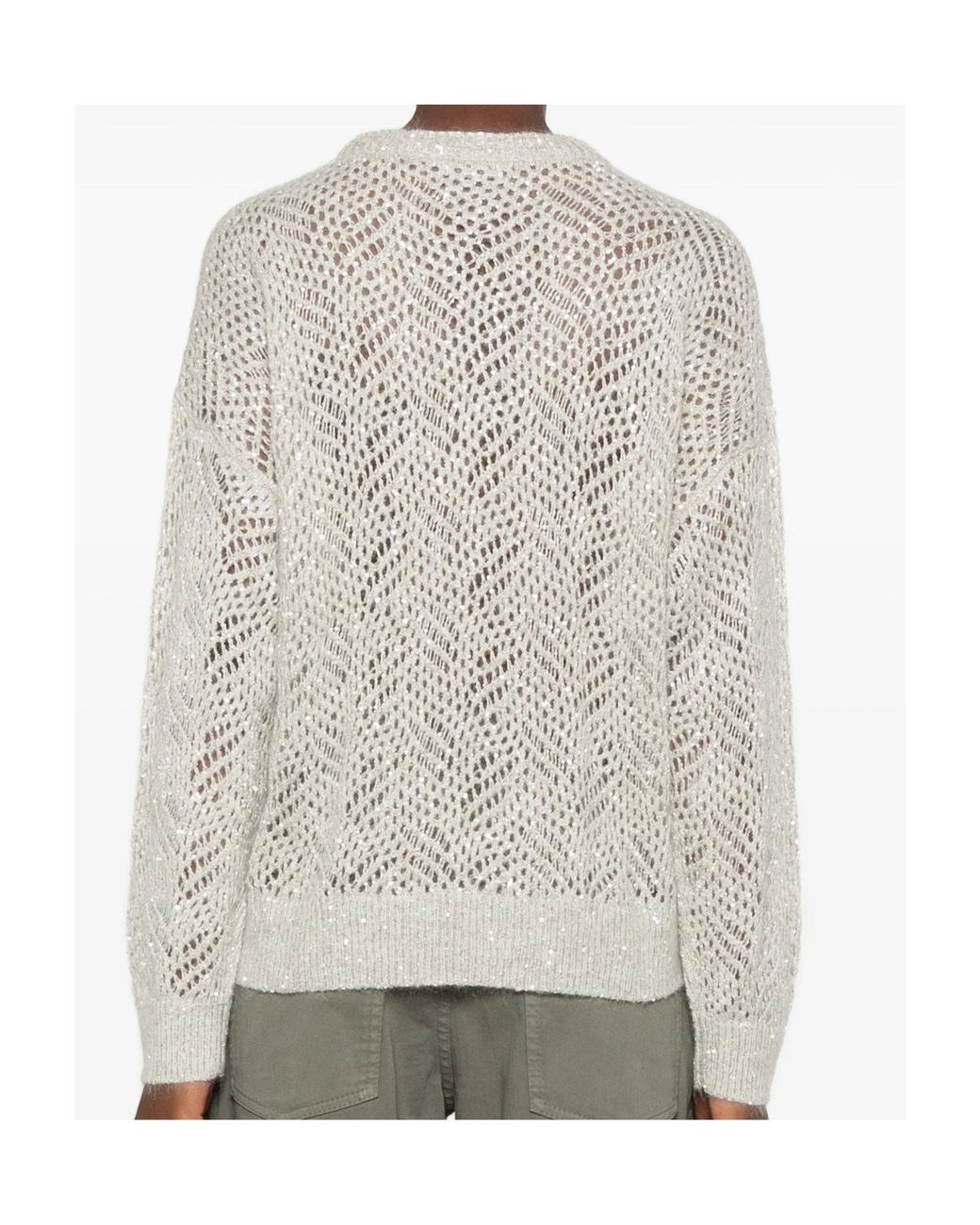 Brunello Cucinelli Natural Long-Sleeved Crewneck Jumper