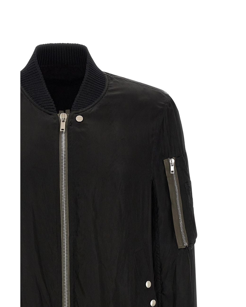 Rick Owens Black Crinkled Bomber Jacket for men