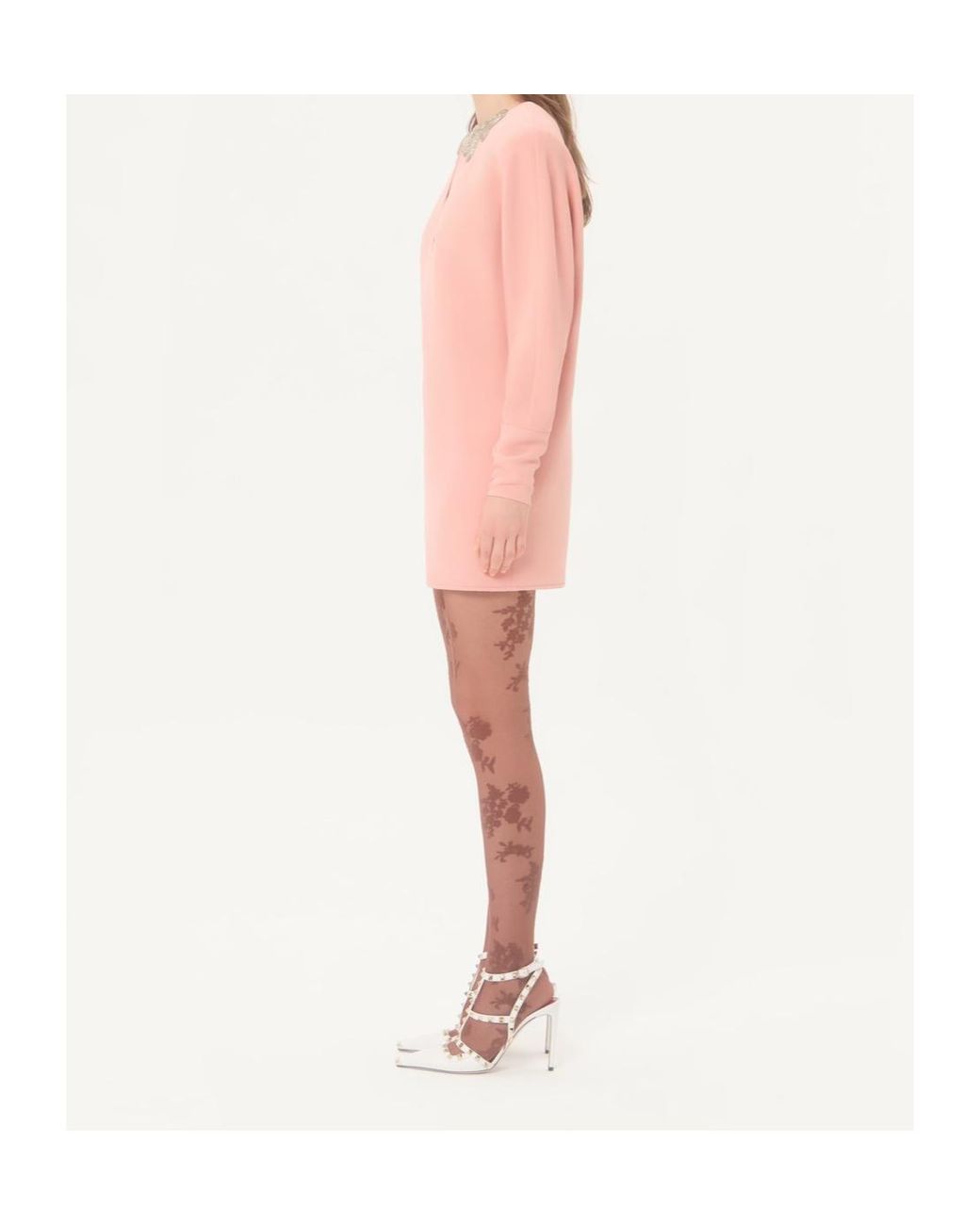 Valentino Pink Cady Couture Embellished Mini Dress